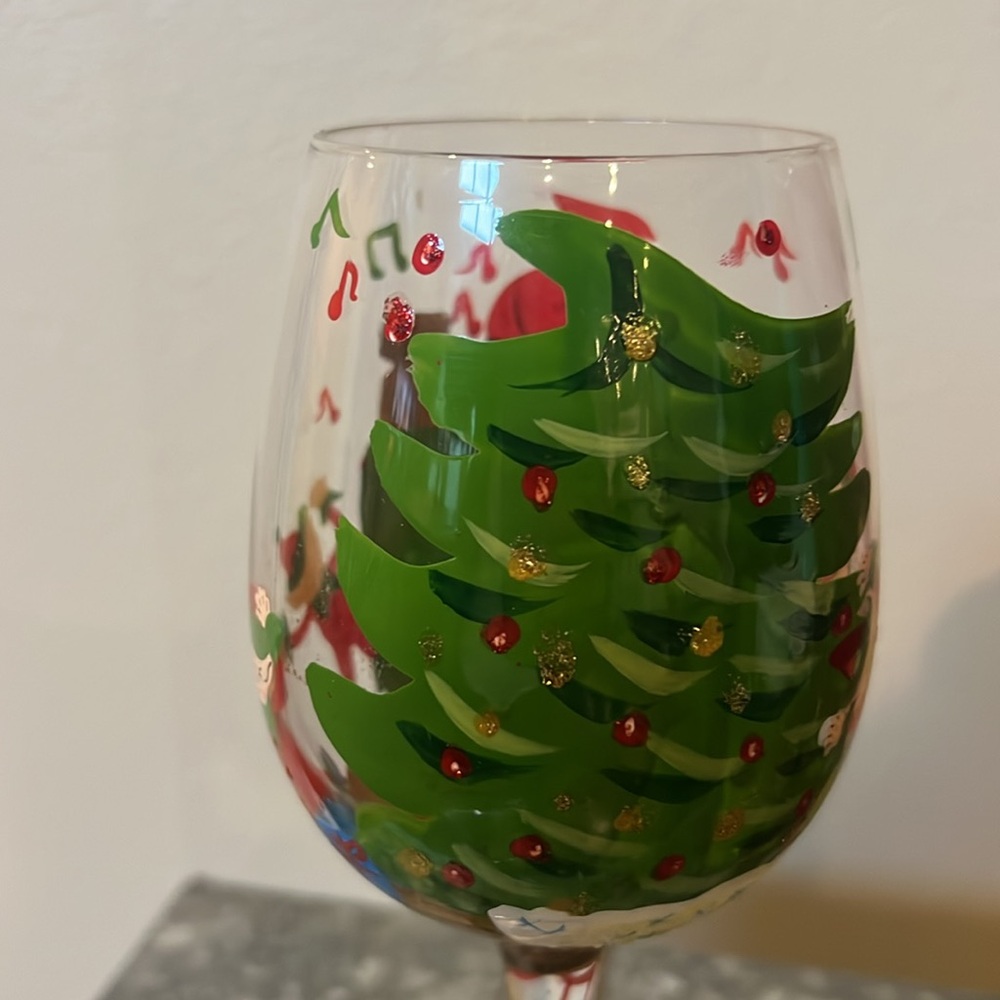 Lolita Rocking Around The Tree Collectible Wine Glass Hand Painted RARE - Picture 5 of 9